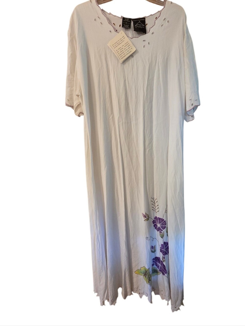 VTG Anthony Mark Hankins White Embrodiered Maxi Dress Eyelet Plus Size 1X NWT